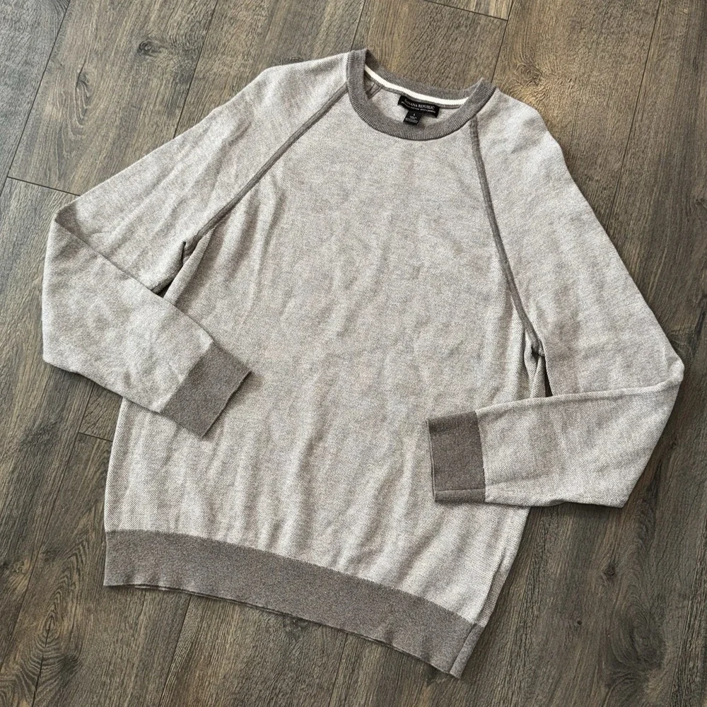 Banana‎ Republic Men's L Regular Fit Bird's Eye Stitch Cotton Cashmere Sweater